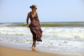 Young Caucasian woman at a beach